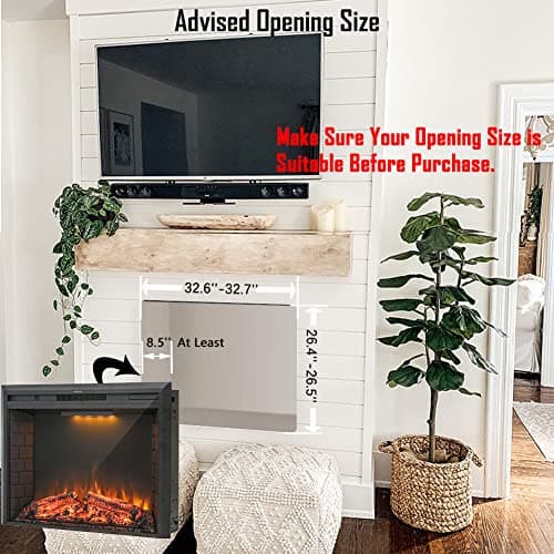 Masarflame 36'' Electric Fireplace Insert, Retro Recessed Fireplace Heater with Fire Cracking Sound, Remote Control & Timer, 750/1500W, Black 6