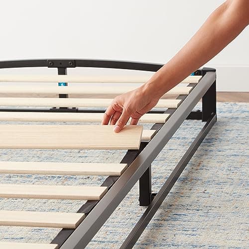 Amazon Basics Metal Platform Bed Frame with Wood Slat Support, 6 Inches High, Twin, Black 5
