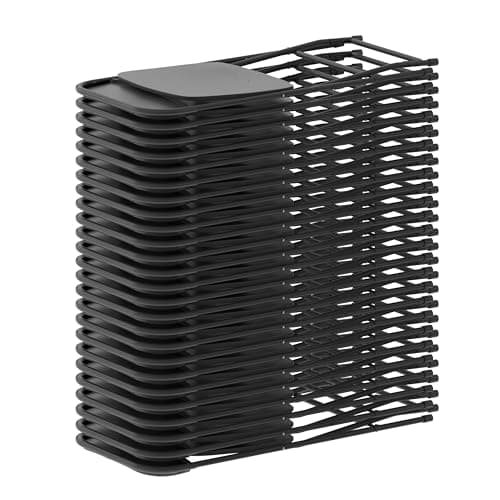 Flash Furniture Hercules Set of 10 Indoor/Outdoor Heavy-Duty Plastic Folding Chairs, Foldable Commercial Stacking Chairs with 650-lb. Static Weight Capacity, Black 17