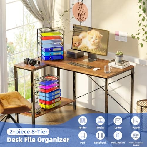 Simple Trending 2 Pack 8 Tier Letter Tray Paper - Mesh Desk File Organizer for Office School Desktop, Black 7