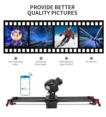 Motorized Camera Slider 31.5" /80cm, Button/APP Dual Control, Battery/Power Bank Dual Power Supply, Video Mode & Time Lapse Compatible with DSLR Camera, Camcorder, Gopro,DJI and Phone 5