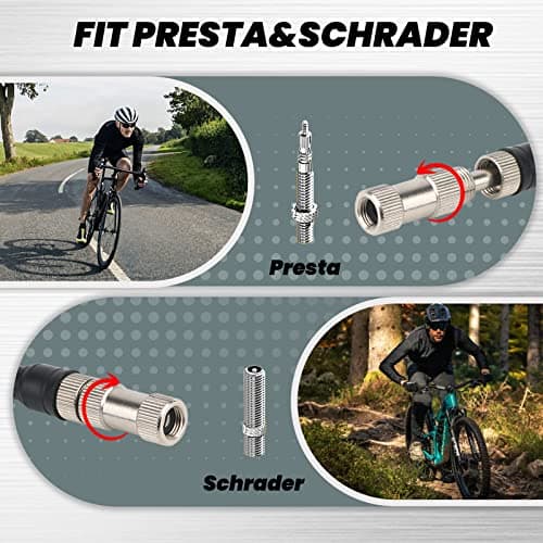 Hycline Shock Pump for Mountain Bike, High Pressure 300 Psi for Front Fork and Rear Bicycle Suspension Air Pump with Gauge Fits Schrader & Presta Tire Valve-Titanium 5