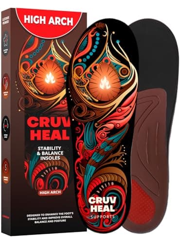 (2025) Premium High Arch Insoles for Ultimate Support - Plantar Fasciitis - Comfort for Foot Pain Relief - Anti-Fatigue - Orthotic Shoe Sole Inserts Men Women Standing All Day (Flame, L)