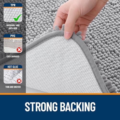 OLANLY Bathroom Rugs 30x20, Extra Soft Absorbent Chenille Bath Rugs, Rubber Backing Quick Dry, Machine Washable Bath Mats for Bathroom Floor, Tub and Shower, Home Decor Accessories, Grey 6