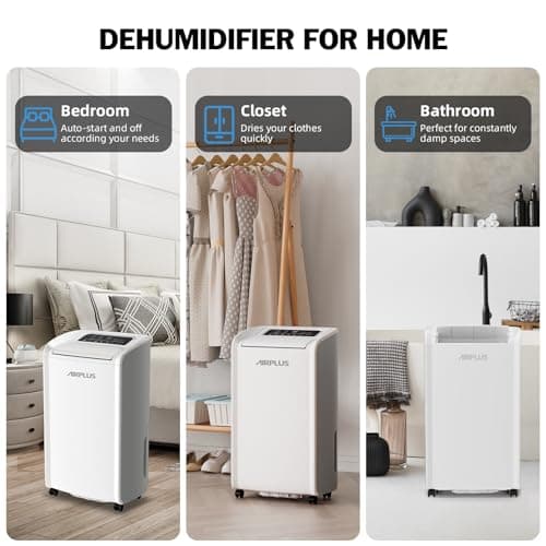 AIRPLUS 4,500 Sq.Ft 70 Pint Dehumidifier for Basements and Home-with Drain Hose,Efficient,Energy-with Dual Protection and 4 Smart Modes,24H Timer,Defrost,for Large room 8