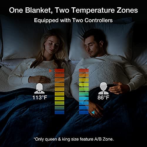 WOOMER Heated Blanket King Size,Durable Flannel and Soft Sherpa,Dual Control,90” × 100” Electric Blanket, 10 Heat Levels&0.5-12h auto-Off, Overheat Protection,Energy Efficient 5
