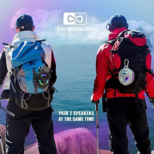 EBODA Bluetooth Shower Speaker, Portable Bluetooth Speakers, IP67 Waterproof Wireless Speaker with LED Light, Floating, 2000mAh, True Wireless Stereo for Kayak, Beach, Gifts for unisex -Black 8