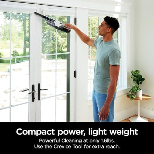 Shark Cyclone PET Handheld Vacuum with, HyperVelocity Suction, Powerful Pet Hair Pickup, Lightweight, XL Dust Cup, Including Upholstery Tool, 8" Crevice Tool, Scrubbing Brush, Pearl White, AA701 9