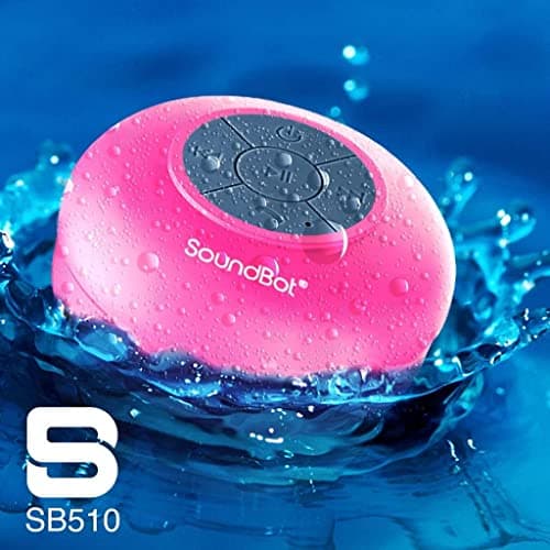 SoundBot® Waterproof Shower Speaker HD Water Resistant Bluetooth Handsfree Portable with Loud Clear Sounds 6+hrs of Playtime, Wireless Suction Cup Small Durable for Outdoors Travel Home SB510 (Pink) 5