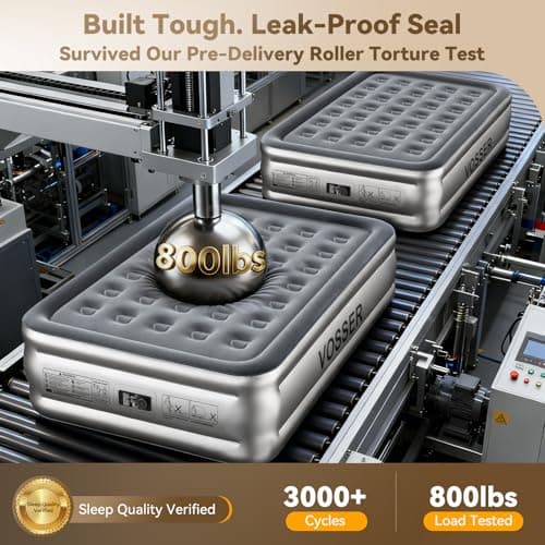 VOSSER Air Mattress Queen with Built in Pump,Blow Up Mattress in 3 Mins,18'' Raised Self Inflatable Mattress,Portable Airbed for Home,Floor&Travel,Queen Size Air Matress for Adults,660LB Max,Silver 5