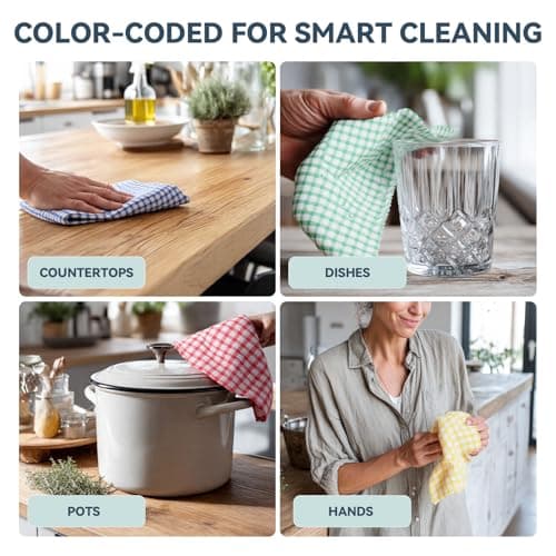 Egles 12 Packs Kitchen Dishcloths 12x12 Inches 100% Cotton Kitchen Dish Cloths for Washing Dishes Scrubbing Wash Cloths Dish Towels Sets (Mix Color) 7