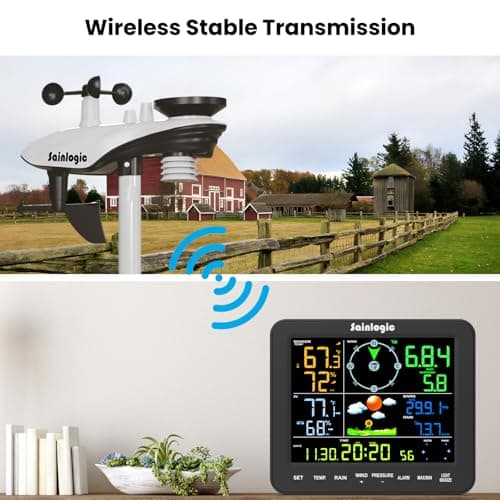 Sainlogic SA8 Home Weather Station with Rain Gauge and Wind Speed, Weather Stations Wireless Indoor Outdoor with Rain Gauge Outdoor, Forecast, Temperature, Humidity, Moon Phase, Alarm Clock(No WiFi) 6