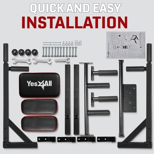 Yes4All Multifunctional Wall Mounted Pull Up Bar Chin Up Bar Dip Station for Home Gym Workout, Power Tower Set Training Equipment Fitness Supports 515 lbs 5