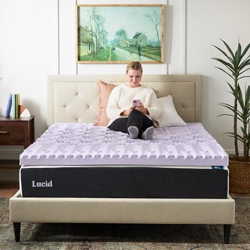 LUCID Lavender Infused 3 Inch Memory Foam Mattress Topper with 5 Zones – California King Size – Plush Feel – CertiPUR Certified – Dorm Room Essentials 7