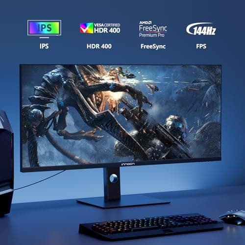 INNOCN 40 Inch Ultrawide Monitor 3440 x 1440p 144Hz PC Desktop Gaming Display, USB Type C 90W, HDMI, DisplayPort, HDR400, Built-in Speaker, Tilt/Height Adjustable - Black 5