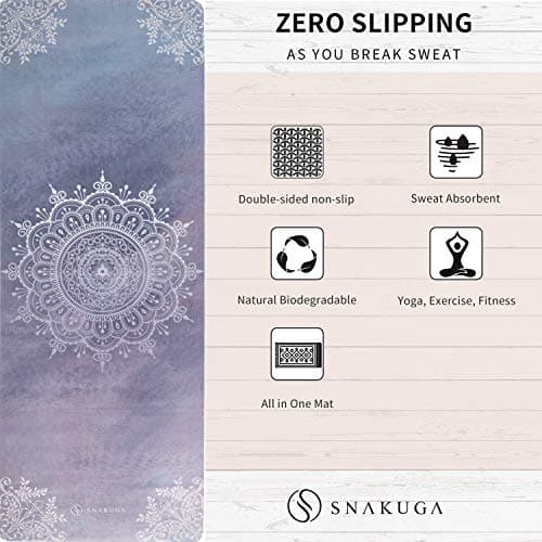 SNAKUGA Foldable Yoga Mat Natural Rubber Mat with Carry Bag, Non-Slip Suede Surface for Travel & Pilates (72"x24"x1.5mm) 5
