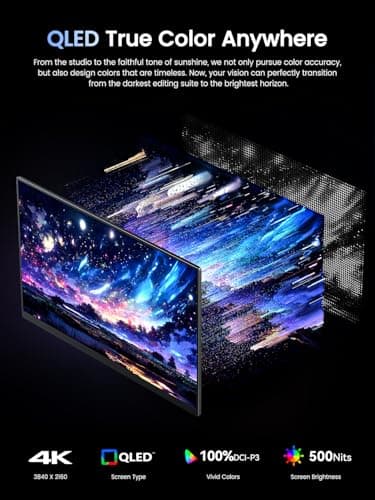 UPERFECT Portable Monitor 4K 120HZ QLED 17.3" | 0.1ms Gaming Monitor, 500 Nits | 3840 * 2160 UHD |100% DCI-P3 | USB-C & HDMI | VESA & Stand | Travel Screen for Laptop, Computer, Game Consoles 4