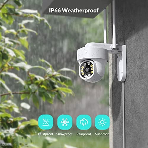 NETVUE Outdoor Security Surveillance Camera- 2.4G WiFi 360° View Pan Tilt Camera, Compatible with Alexa, Two-Way Audio, Color Night Vision, Floodlights, Digital Zoom Camera & Smart Motion Detection 8