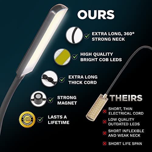 FAJ Magnetic Sewing Machine Light 12-Inches Flexible Gooseneck Arm Multifunctional Worklight, 60 Bright Daylight LEDs for Woodworking, Lathes, Drill Presses, Workbenches 2