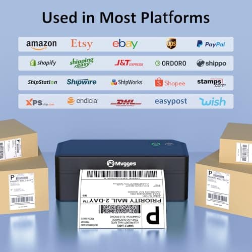 Mvgges Shipping Label Printer,Bluetooth 4x6 Thermal Label Printer for Small Business Office or Home, Compatible with Android, iOS, Windows and Mac, Widely Used for Amazon,USPS,Etsy 7