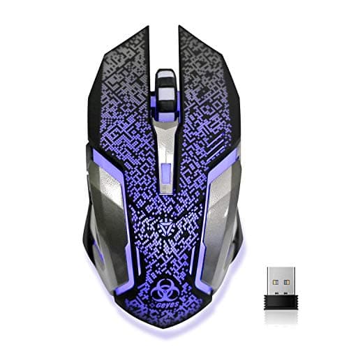 VEGCOO Wireless Gaming Mouse, C8 Wireless Rechargeable Mouse with Colorful LED Lights and 2400/1600/1000 DPI for Laptop and Computer (C9 Silver)