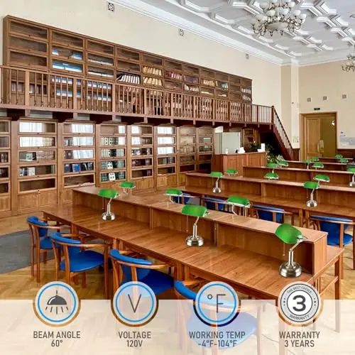 TORCHSTAR Green Glass Bankers Desk Lamp, Antique Desk Lamps with Brass Base, Traditional Library Lamp with Pull Chain, E26 Base, Vintage Desk Lamp for Office, Study Room 7