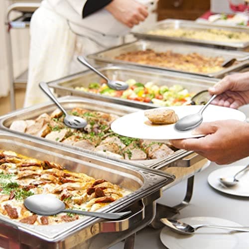 6 Pieces Serving Spoons Set, 8.7 Inch, Includes 3 Serving Spoons and 3 Slotted Spoon, Large Stainless Steel Buffet Banquet Utensils Cutlery Set for Home, Kitchen 7