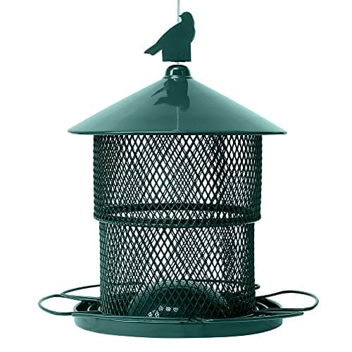 Metal Bird Feeders for Outside Hanging,Squirrel Proof Bird Feeder, 7.4LB Capacity, 6 Perches, Heavy Duty Mesh Outdoors Birdfeeders for Cardinals, Finches-Green