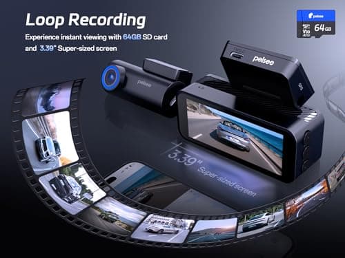 Pelsee P1 Pro 4K Dash Cam Front and Rear, STARVIS 2 Sensor, 64GB Card, Dual Dash Camera for Cars with Full-Color Night Vision, HDR WDR, ADAS, GPS, WiFi & Voice Control, 24H Parking Mode, 3.39" Screen 9