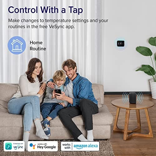 LEVOIT Smart Thermostat for Home, WiFi Programmable Digital Thermostat, Works with Alexa and Smart Sensor, Energy Saving, Large Touch Screen, C-Wire Adapter Included, DIY Install, Aura 400S, White 3