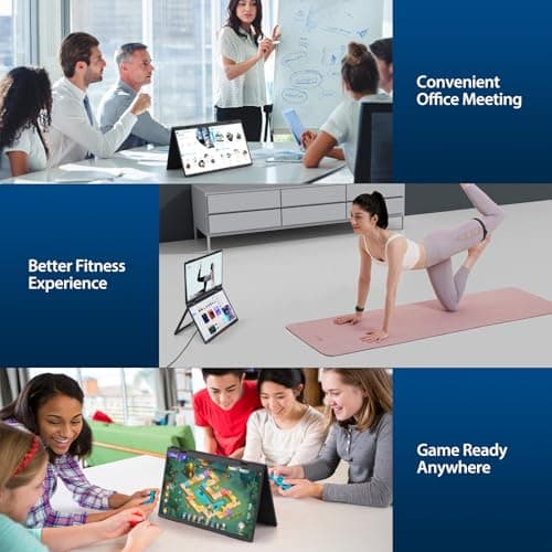 HGFRTEE Laptop Screen Extender 15.6" - Dual Portable Monitors 1080P IPS FHD Stacked Folding Triple Display HDMI USB-C Travel Extended Extra Screen for Laptop Windows Mac w/Stand & VESA - LCD Panels 8