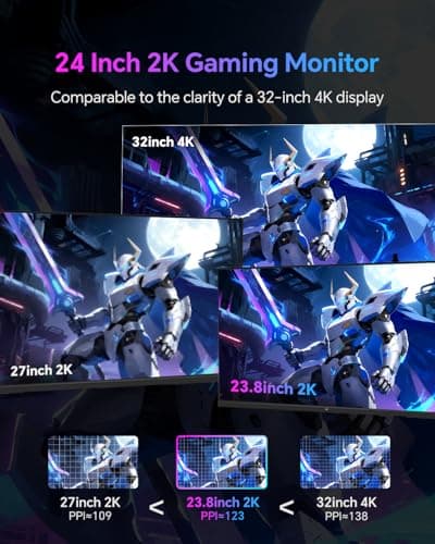 KTC 24 Inch Gaming Monitor 180Hz - 2K 1440P Computer Monitors, Fast IPS Monitor with HDR 400, Adaptive Sync, Up to 185Hz, HDMI 2.0 & Display Port 1.4, Height Adjustable, Vesa Mount, H24T7 2