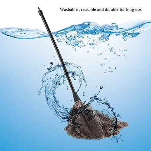 Ostrich Feather Duster, Mini Handmade Washable Reusable Ostrich Feather Duster Brush with Long Plastic Handle for Car Keyboard Office Home Furniture, 40cm/15.74inch Multicolor 6