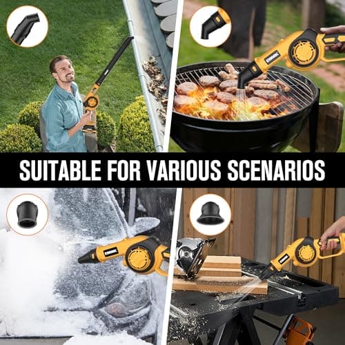 EWORK Mini Cordless Leaf Blower Up to 130CFM/200MPH 21V Small Electric Leaf Blower Cordless with Battery and Charger, 3 Speed Modes, Compact Battery Powered Leaf Blowers for Lawn Care 6