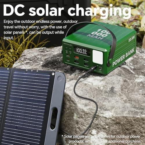 High Capacity Power Bank 100000mAh Fast Charging 22.5W PD 20W Portable USB C Battery Packs with 7 Outputs & LCD Display Battery Bank for iPhone, Samsung, iPad ,Macbook & Outdoors Camping (GREEN) 8