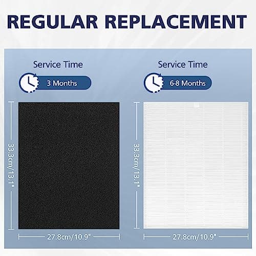 2 Pack C545 HEPA Replacement Filter S Compatible with Winix C545 Air Purifier, Replaces Part 1712-0096-00 and 2522-0058-00, 2 HEPA Filter + 8 Activated Carbon Filters 6