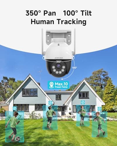 JUANCLOUD 4G LTE Cellular Security Camera Wireless Outdoor, No WiFi Camera with 360° Pan Tilt Auto-Tracking, Siren Alert, Color Night Vision, 2-Way Audio, 32GB SD Card & SIM Card, IP66 6