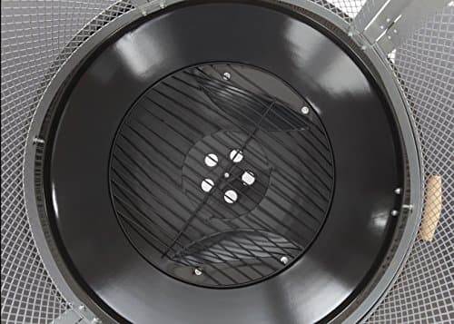 Fire Sense 01471 Fire Pit Bessemer Rolling Patio Fireplace Wooden Bonfire Porcelain Enamel Wood Burning with Wheels & Handle Grip for Outdoor Entertaining - Black & Silver - 28" 10