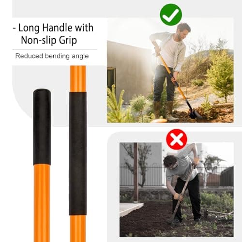 VNIMTI Heavy Duty Gardening Shovel, 56 Inch Round Blade with Fiberglass Handle (Orange) 5