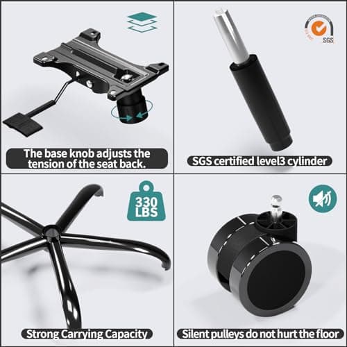 TRALT Office Chair Ergonomic Desk Chair, 330 LBS Home Mesh Office Desk Chairs with Wheels, Comfortable Gaming Chair, High Back Office Chair for Long Hours (Black) 7