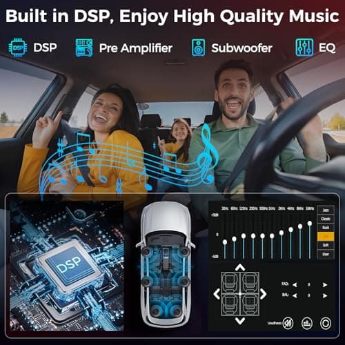 Kissound 7" Double Din Car Stereo with Wireless Apple Carplay & Android Auto, Bluetooth, 240W, SWC, Subwoofer Out, Mirror Link, USB-C/AUX/TF, FM/AM Car Radio Receiver, Backup Camera 6