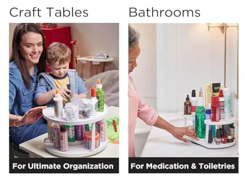 Stow-n-Spin Spice Spinner - Kitchen Organizers and Storage Spice Rack, Seasoning & Spinning Organizer 2-Tier Lazy Susan Design, Holds 40 Spice Jars with Double Spinner on Bottom Spice Shelf (Original) 6