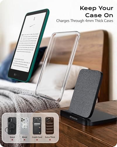 Stouchi Foldable Wireless Charging Dock Compatible with Kindle Paperwhite Signature Editions (2022 & 2024) and Colorsoft Signature Edition, Samsung Ebook，USB-C Charger Stand, Ready-to-Gift 6
