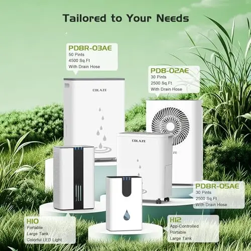 Dehumidifier for Home - 30 Pint Dehumidifier with Drain Hose Up to 2500 Sq. Ft Coverage - Ideal for Basement Bedroom Bathroom - Intelligent Humidity Control, Auto Defrost, 24H Timer 8