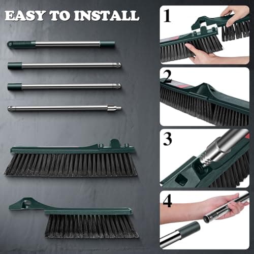 MASTERTOP 24" Push Broom Outdoor, Heavy Duty Garden Brush Broom with 58" Long Handle and Stiff Bristles,Commercial Outdoor Broom for Deck Driveway Garage Yard Patio Warehouse Concrete Floor Cleaning 5
