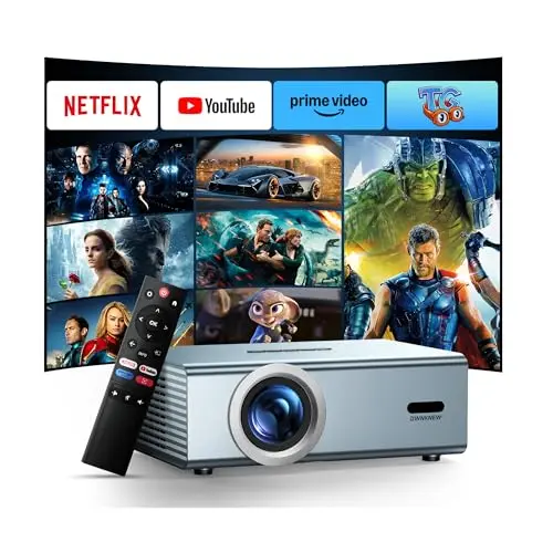 Compatible with Netflix Movie Projector with WiFi6 and Bluetooth5.3, Built-in App Store, Dolby Audio & Electric Focus & Auto Keystone, 4K Support High Brightness Outdoor Projectors, 1080P Proyector