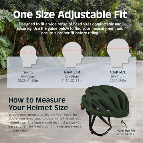 Retrospec Silas Adult Bike Helmet with Light for Men & Women - Lightweight, Comfortable, Matte Forest, One Size 8