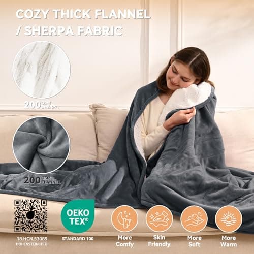 EDENLUNE Heated Blanket Electric Blanket Full 72"x84" Heating Blanket with 9 Heating Levels 10 Timer Modes Auto-Off Fast Heating Overheat Protection ETL Certified Machine Washable Gift 2