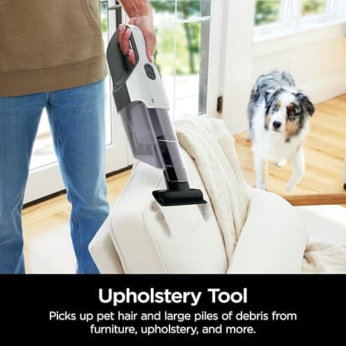 Shark Cyclone PET Handheld Vacuum with, HyperVelocity Suction, Powerful Pet Hair Pickup, Lightweight, XL Dust Cup, Including Upholstery Tool, 8" Crevice Tool, Scrubbing Brush, Pearl White, AA701 5