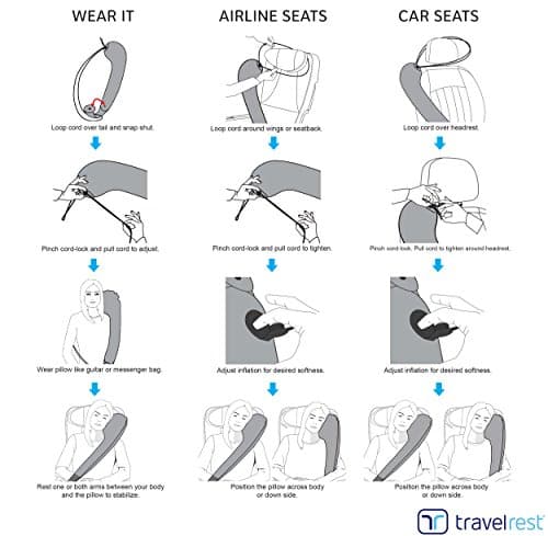 TRAVELREST Ultimate Travel Pillow & Body Pillow - Headrest, Auto, Bus, Train, Office Napping, Camping, Wheelchairs, Comfort and Support, Rolls Up, Straps to Airplane Seat & Car - Red 7
